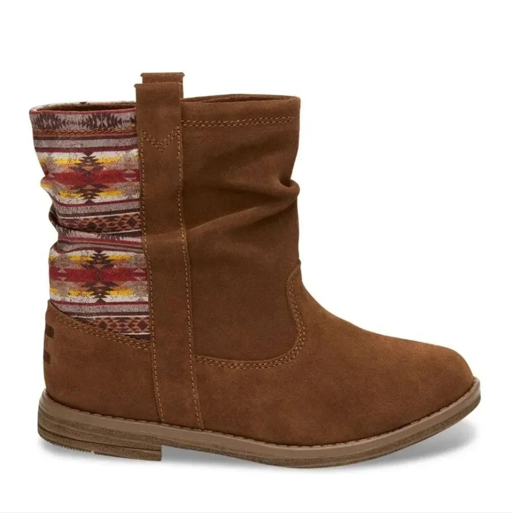 Toms Laurel 10009122 Cinnamon Suede Pendleton Stripe‎ Pull On Boot